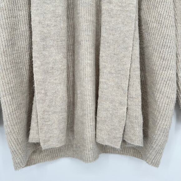 Rachel Parcell Chunky Knit Shawl Collar Open Cardigan Balloon Sleeve Sweater Tan - Picture 4 of 11